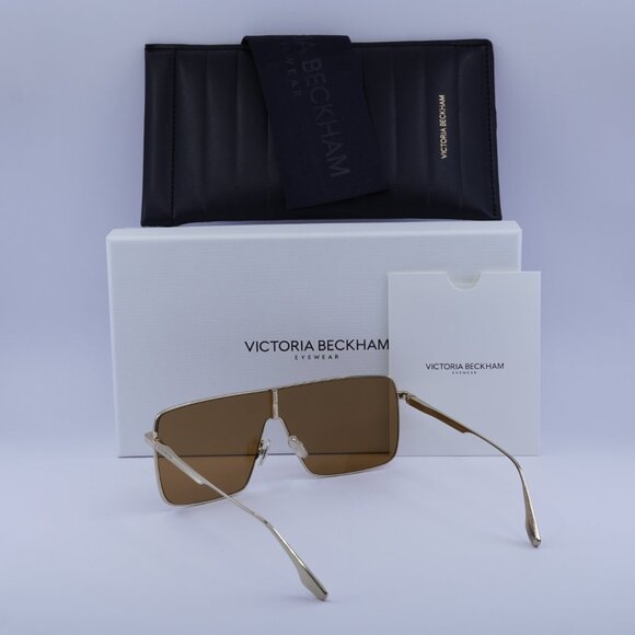 Victoria Beckham VB238S 723 Shield Sunglasses – Gold/Caramel - Picture 6 of 10